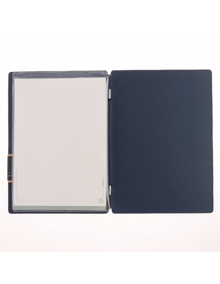 Porta Menu A5 (16,5x23,1 cm) etichetta PATCH "personalizzata" (minimo 18 pezzi) 2 buste (4 facciate) elastico nero CHEF BLU