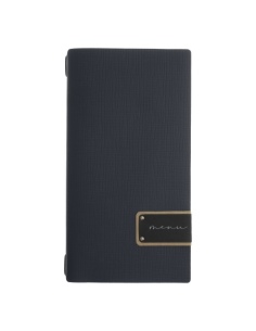 Porta Menu A4 SLIM (17,4x31,8 cm) etichetta PATCH "menu" 2 buste (4 facciate) elastico nero CHEF BLU