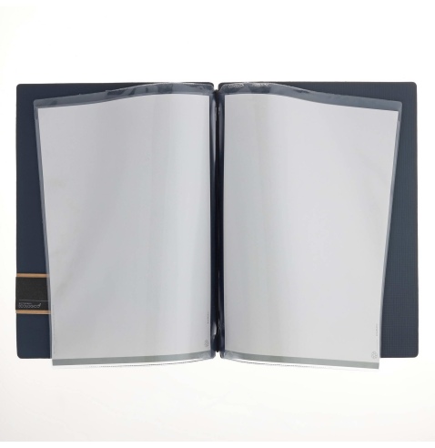 Porta Menu A4 (23,2x31,8 cm) etichetta PATCH "menu" 2 buste (4 facciate) elastico nero CHEF BLU