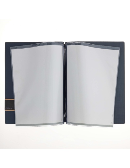 Porta Menu A4 (23,2x31,8 cm) etichetta PATCH "menu" 2 buste (4 facciate) elastico nero CHEF BLU