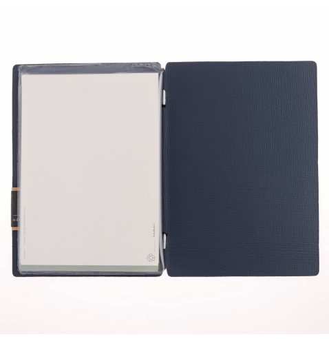 Porta Menu A5 (16,5x23,1 cm) etichetta PATCH "menu" 2 buste (4 facciate) elastico nero CHEF BLU