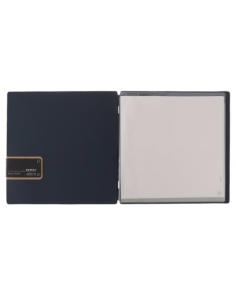 Porta Menu QUADRATO (23x23,1 cm) etichetta PATCH "menu" 2 buste (4 facciate) elastico nero CHEF BLU 2