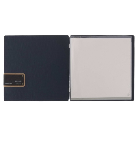 Porta Menu QUADRATO (23x23,1 cm) etichetta PATCH "menu" 2 buste (4 facciate) elastico nero CHEF BLU