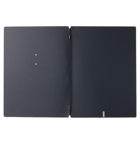 Porta Menu A4 (23,2x31,8 cm) etichetta METAL "menu" solo elastico nero CHEF BLU