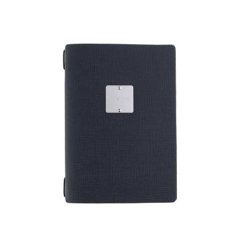 Porta Menu A5 (16,5x23,1 cm) etichetta METAL "menu" solo elastico nero CHEF BLU