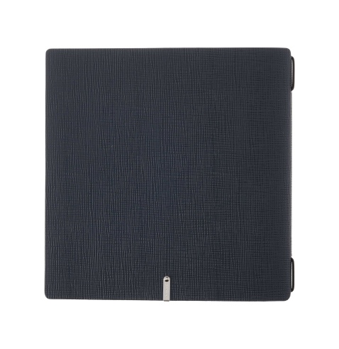 Porta Menu QUADRATO (23x23,1 cm) etichetta METAL "menu" solo elastico nero CHEF BLU