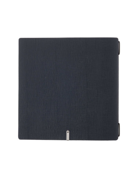 Porta Menu QUADRATO (23x23,1 cm) etichetta METAL "menu" solo elastico nero CHEF BLU