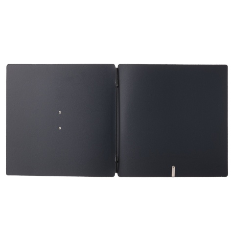 Porta Menu QUADRATO (23x23,1 cm) etichetta METAL "menu" solo elastico nero CHEF BLU