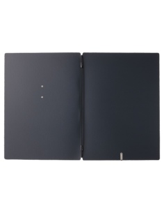 Porta Menu A4 (23,2x31,8 cm) etichetta METAL "personalizzata" (minimo 18 pezzi) solo elastico nero CHEF BLU 2