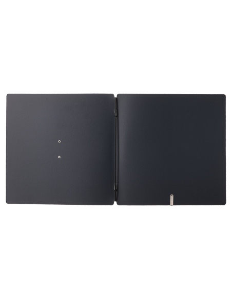 Porta Menu QUADRATO (23x23,1 cm) etichetta METAL "personalizzata" (minimo 18 pezzi) solo elastico nero CHEF BLU