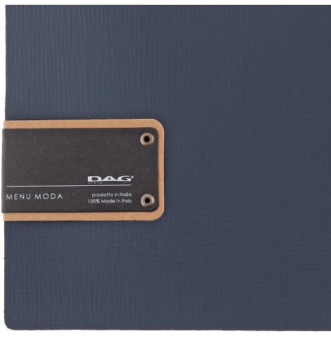 Porta Menu A5 (16,5x23,1 cm) etichetta PATCH "personalizzata" (minimo 18 pezzi) solo elastico nero CHEF BLU