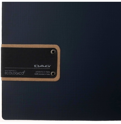 Porta Menu A4 SLIM (17,4x31,8 cm) etichetta PATCH "menu" solo elastico nero CHEF BLU