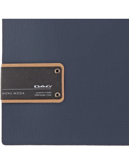 Porta Menu A5 (16,5x23,1 cm) etichetta PATCH "menu" solo elastico nero CHEF BLU