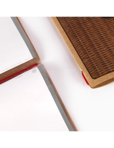 Porta Menu CUSTOM A5 (16,5x23,1 cm) "PROVENZALE menu" 2 buste (4 facciate) elastico rosso ECO NATURALE sp. 0.6 2