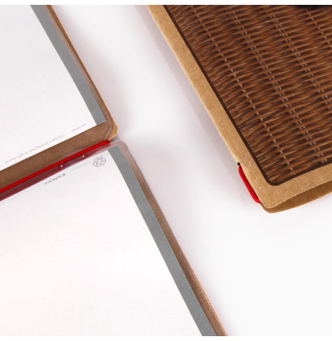 Porta Menu CUSTOM A5 (16,5x23,1 cm) "PROVENZALE menu" 2 buste (4 facciate) elastico rosso ECO NATURALE sp. 0.6