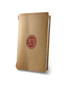 Porta Menu CUSTOM A4 SLIM (17,4x31,8 cm) "ROSSO PIZZA" 2 buste (4 facciate) elastico rosso ECO NATURALE sp. 0.6