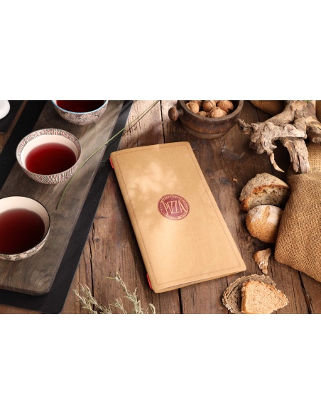 Porta Menu CUSTOM A4 SLIM (17,4x31,8 cm) "ROSSO PIZZA" 2 buste (4 facciate) elastico rosso ECO NATURALE sp. 0.6