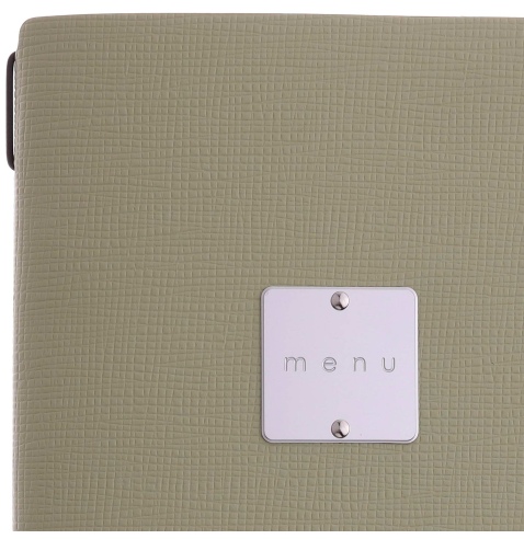 Porta Menu A4 SLIM (17,4x31,8 cm) etichetta METAL "menu" 2 buste (4 facciate) elastico nero CHEF SALVIA