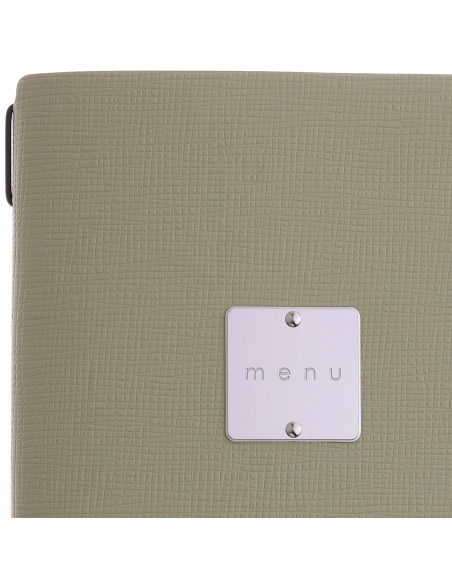 Porta Menu A4 SLIM (17,4x31,8 cm) etichetta METAL "menu" 2 buste (4 facciate) elastico nero CHEF SALVIA