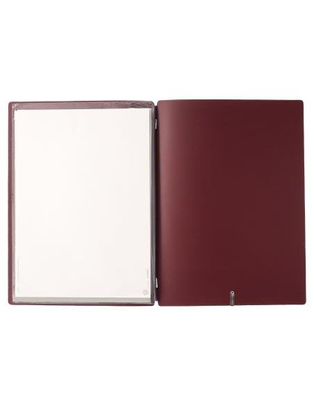 Porta Menu A4 (23,2x31,8 cm) etichetta METAL "menu" 2 buste (4 facciate) elastico nero CHEF BORDEAUX