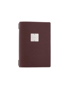 Porta Menu A5 (16,5x23,1 cm) etichetta METAL "personalizzata" (minimo 18 pezzi) 2 buste (4 facciate) elastico nero CHEF BORDEAUX