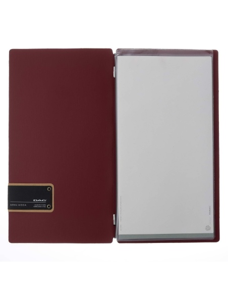 Porta Menu A4 SLIM (17,4x31,8 cm) etichetta PATCH "personalizzata" (minimo 18 pezzi) 2 buste (4 facciate) elastico nero CHEF BOR