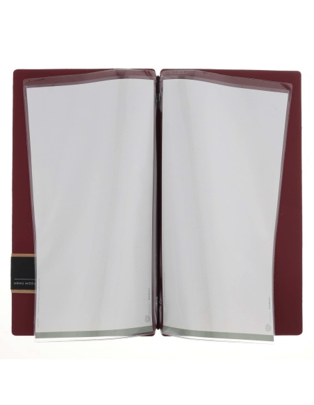 Porta Menu A4 SLIM (17,4x31,8 cm) etichetta PATCH "personalizzata" (minimo 18 pezzi) 2 buste (4 facciate) elastico nero CHEF BOR