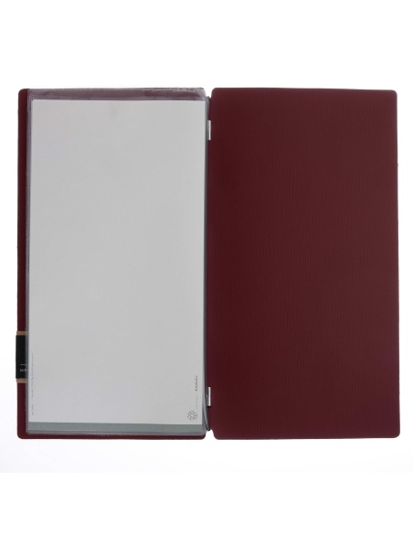 Porta Menu A4 SLIM (17,4x31,8 cm) etichetta PATCH "personalizzata" (minimo 18 pezzi) 2 buste (4 facciate) elastico nero CHEF BOR