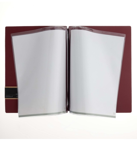 Porta Menu A4 (23,2x31,8 cm) etichetta PATCH "personalizzata" (minimo 18 pezzi) 2 buste (4 facciate) elastico nero CHEF BORDEAUX