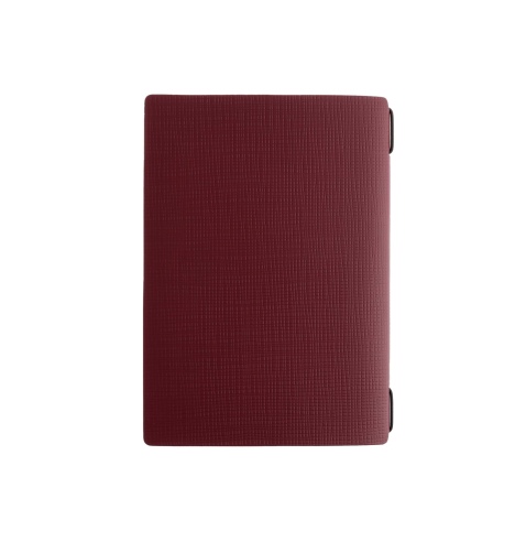 Porta Menu A5 (16,5x23,1 cm) etichetta PATCH "personalizzata" (minimo 18 pezzi) 2 buste (4 facciate) elastico nero CHEF BORDEAUX
