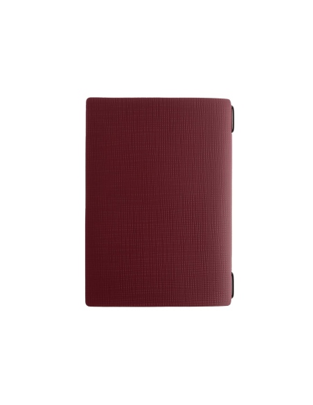 Porta Menu A5 (16,5x23,1 cm) etichetta PATCH "personalizzata" (minimo 18 pezzi) 2 buste (4 facciate) elastico nero CHEF BORDEAUX