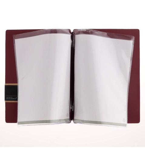 Porta Menu A5 (16,5x23,1 cm) etichetta PATCH "personalizzata" (minimo 18 pezzi) 2 buste (4 facciate) elastico nero CHEF BORDEAUX