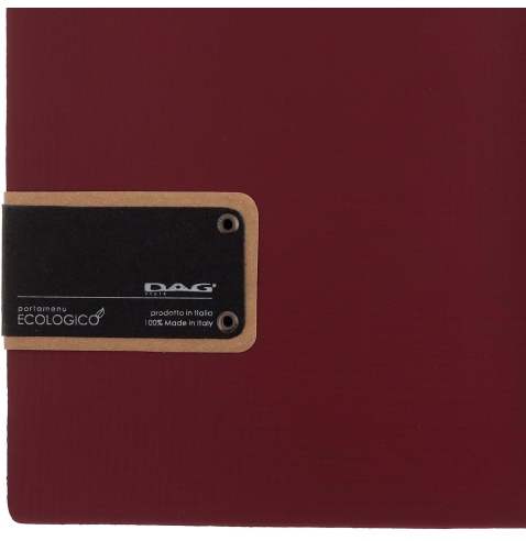 Porta Menu A5 (16,5x23,1 cm) etichetta PATCH "personalizzata" (minimo 18 pezzi) 2 buste (4 facciate) elastico nero CHEF BORDEAUX