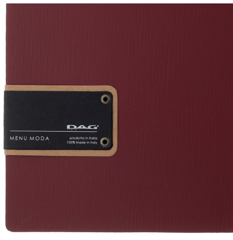 Porta Menu A4 SLIM (17,4x31,8 cm) etichetta PATCH "menu" 2 buste (4 facciate) elastico nero CHEF BORDEAUX