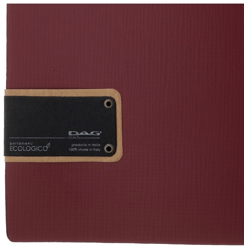 Porta Menu A4 (23,2x31,8 cm) etichetta PATCH "menu" 2 buste (4 facciate) elastico nero CHEF BORDEAUX
