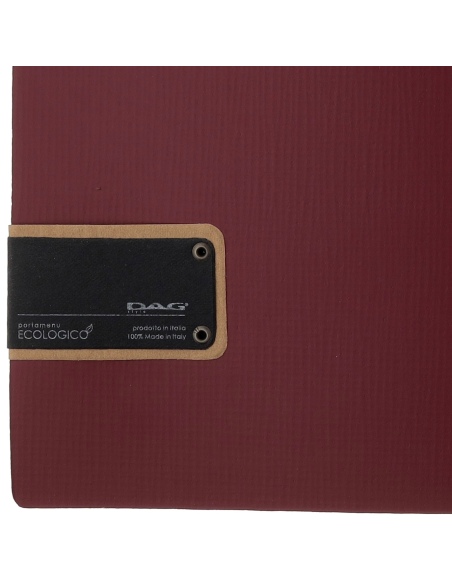 Porta Menu A4 (23,2x31,8 cm) etichetta PATCH "menu" 2 buste (4 facciate) elastico nero CHEF BORDEAUX