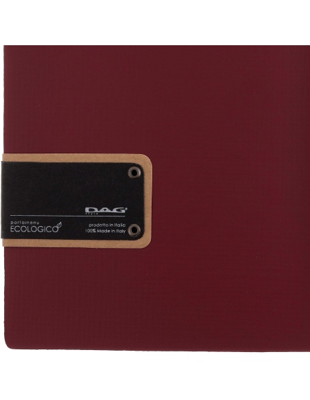 Porta Menu A5 (16,5x23,1 cm) etichetta PATCH "menu" 2 buste (4 facciate) elastico nero CHEF BORDEAUX