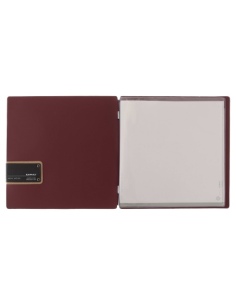 Porta Menu QUADRATO (23x23,1 cm) etichetta PATCH "menu" 2 buste (4 facciate) elastico nero CHEF BORDEAUX 2