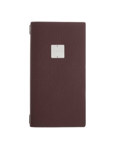 Porta Menu A4 SLIM (17,4x31,8 cm) etichetta METAL "menu" solo elastico nero CHEF BORDEAUX