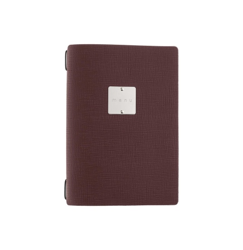 Porta Menu A5 (16,5x23,1 cm) etichetta METAL "menu" solo elastico nero CHEF BORDEAUX
