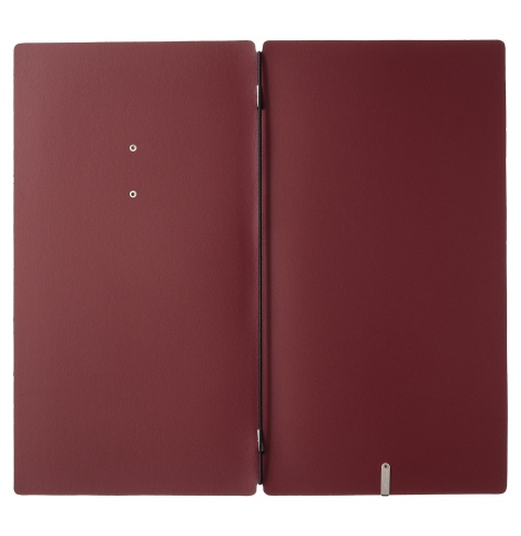 Porta Menu A4 SLIM (17,4x31,8 cm) etichetta METAL "personalizzata" (minimo 18 pezzi) solo elastico nero CHEF BORDEAUX