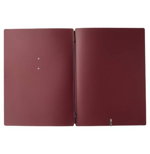 Porta Menu A4 (23,2x31,8 cm) etichetta METAL "personalizzata" (minimo 18 pezzi) solo elastico nero CHEF BORDEAUX