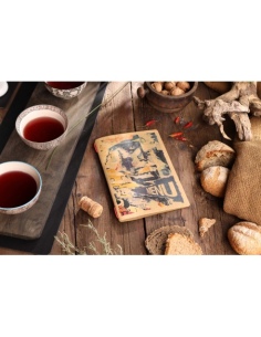Porta Menu CUSTOM A5 (16,5x23,1 cm) "STREET ART menu" 2 buste (4 facciate) elastico rosso ECO NATURALE sp. 0.6 2