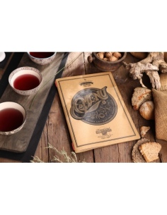Porta Menu CUSTOM A4 (23,2x31,8 cm) "TATTOO NATURAL menu" 2 buste (4 facciate) elastico rosso ECO NATURALE sp. 0.6 2
