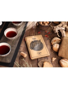 Porta Menu CUSTOM A5 (16,5x23,1 cm) "TATTOO NATURAL menu" 2 buste (4 facciate) elastico rosso ECO NATURALE sp. 0.6 2