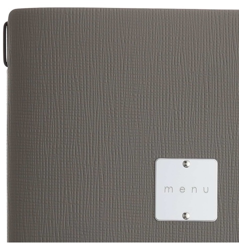 Porta Menu A4 (23,2x31,8 cm) etichetta METAL "menu" 2 buste (4 facciate) elastico nero CHEF TORTORA