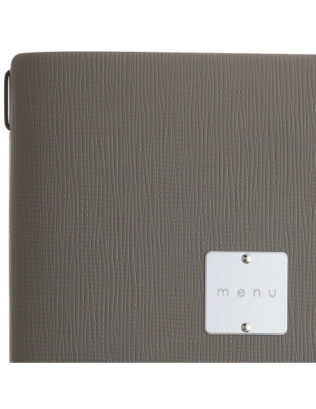 Porta Menu A4 (23,2x31,8 cm) etichetta METAL "menu" 2 buste (4 facciate) elastico nero CHEF TORTORA
