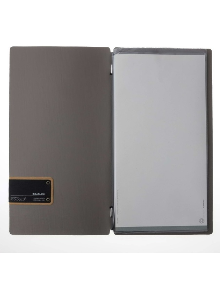 Porta Menu A4 SLIM (17,4x31,8 cm) etichetta PATCH "personalizzata" (minimo 18 pezzi) 2 buste (4 facciate) elastico nero CHEF TOR