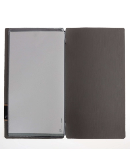 Porta Menu A4 SLIM (17,4x31,8 cm) etichetta PATCH "personalizzata" (minimo 18 pezzi) 2 buste (4 facciate) elastico nero CHEF TOR