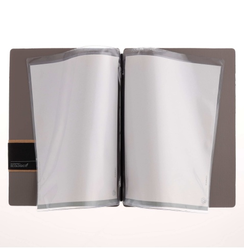Porta Menu A5 (16,5x23,1 cm) etichetta PATCH "personalizzata" (minimo 18 pezzi) 2 buste (4 facciate) elastico nero CHEF TORTORA